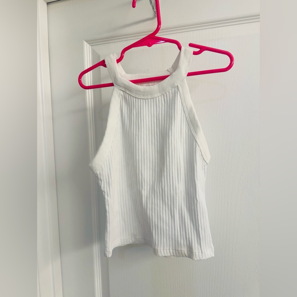 Zara girls White Ribbed Halter Tank Top - Girls 9/10